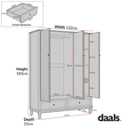 Chantilly Mid Grey Carved Triple Wardrobe