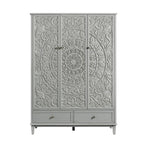 Chantilly Mid Grey Carved Triple Wardrobe