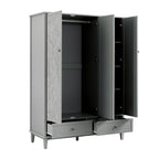 Chantilly Mid Grey Carved Triple Wardrobe