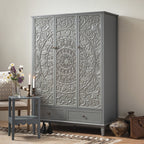 Chantilly Mid Grey Carved Triple Wardrobe