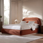 Luella Upholstered Wooden Plinth Base Storage Bed, Rust Boucle
