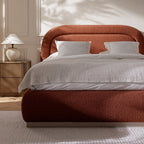 Luella Upholstered Wooden Plinth Base Storage Bed, Rust Boucle