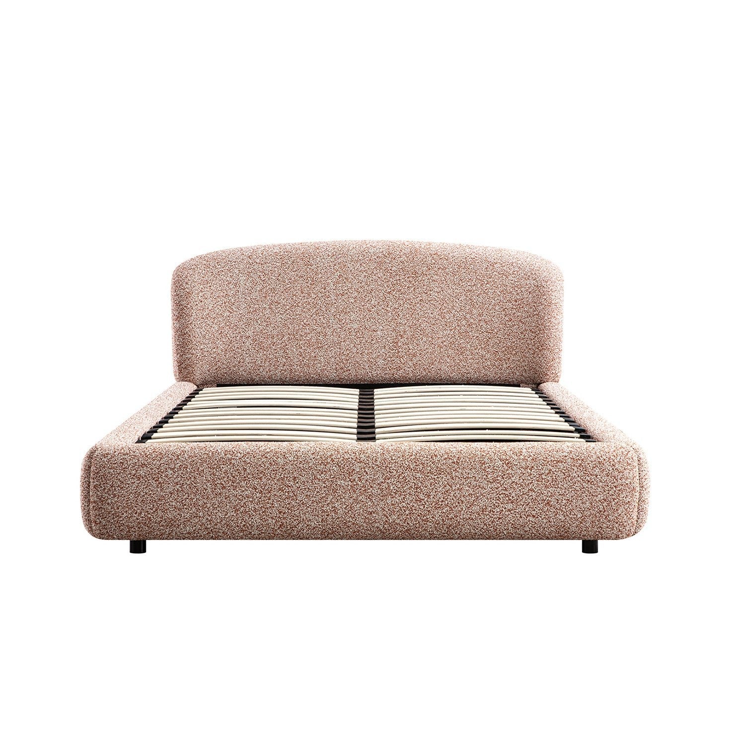 Constance Winged Headboard Ottoman Storage Bed, Musk Blush Boucle