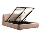 Constance Winged Headboard Ottoman Storage Bed, Musk Blush Boucle