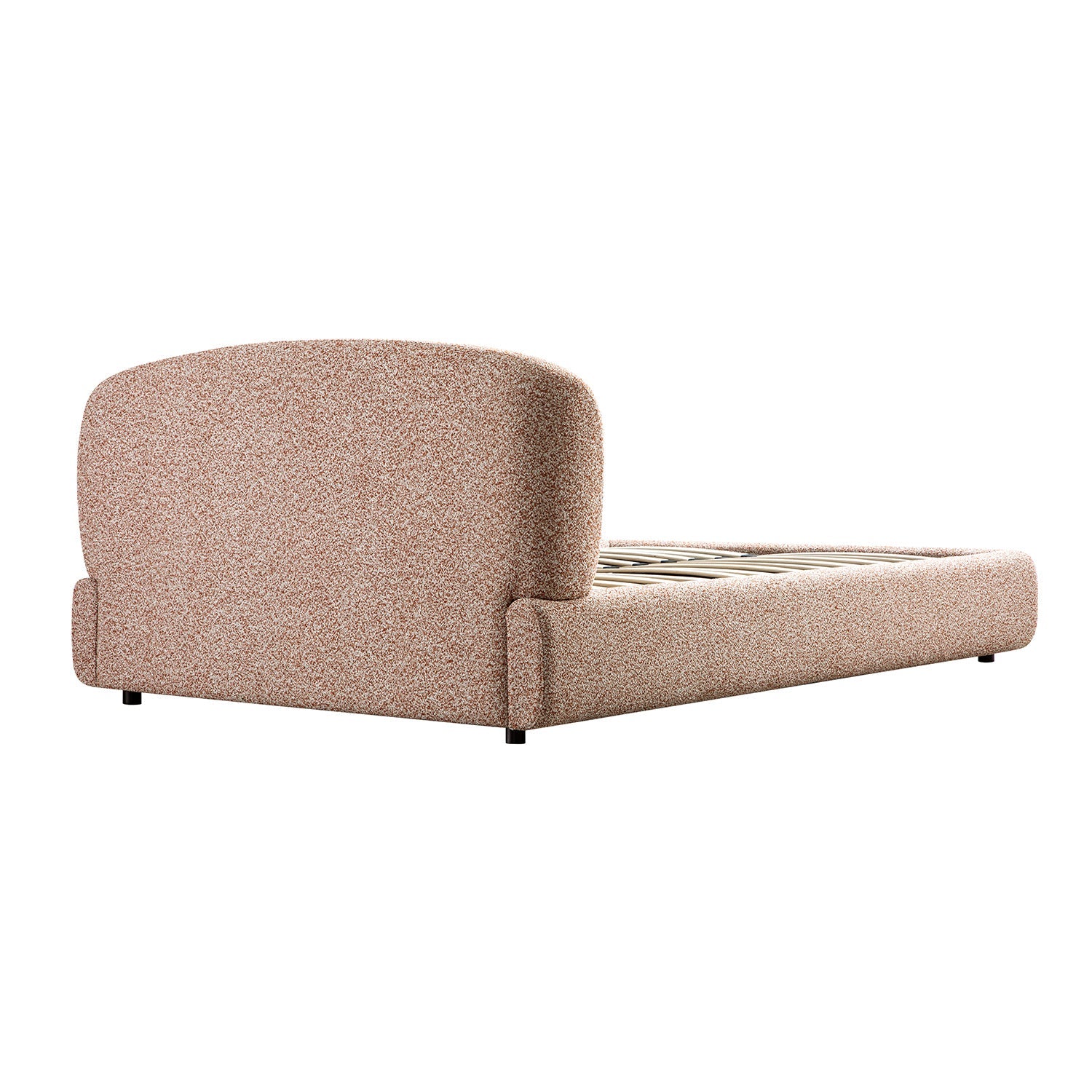 Constance Winged Headboard Ottoman Storage Bed, Musk Blush Boucle