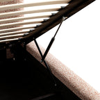 Constance Winged Headboard Ottoman Storage Bed, Musk Blush Boucle