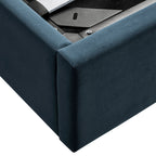 Kimberly Winged Upholstered Storage Bed, Aegean Blue Velvet
