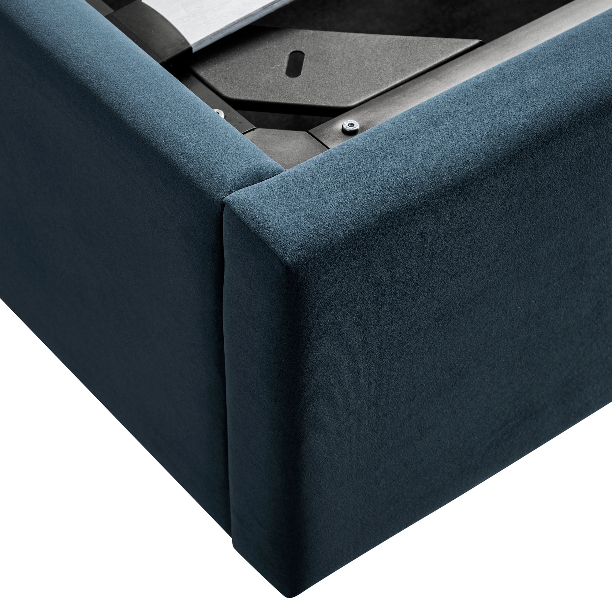Kimberly Winged Upholstered Storage Bed, Aegean Blue Velvet