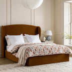 Kimberly Winged Upholstered Storage Bed, Cinnamon Velvet