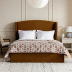 Kimberly Winged Upholstered Storage Bed, Cinnamon Velvet