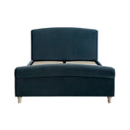 Porchester Ottoman Storage Sleigh Bed, Aegean Blue Velvet