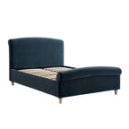 Porchester Ottoman Storage Sleigh Bed, Aegean Blue Velvet