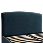 Porchester Ottoman Storage Sleigh Bed, Aegean Blue Velvet