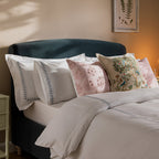 Porchester Ottoman Storage Sleigh Bed, Aegean Blue Velvet