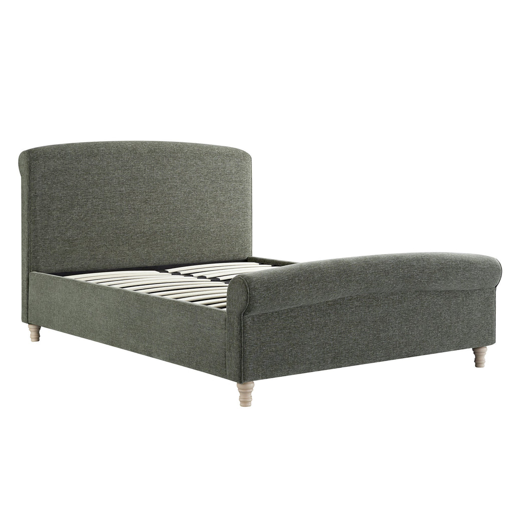 Porchester Ottoman Storage Sleigh Bed, Forest Green Chenille