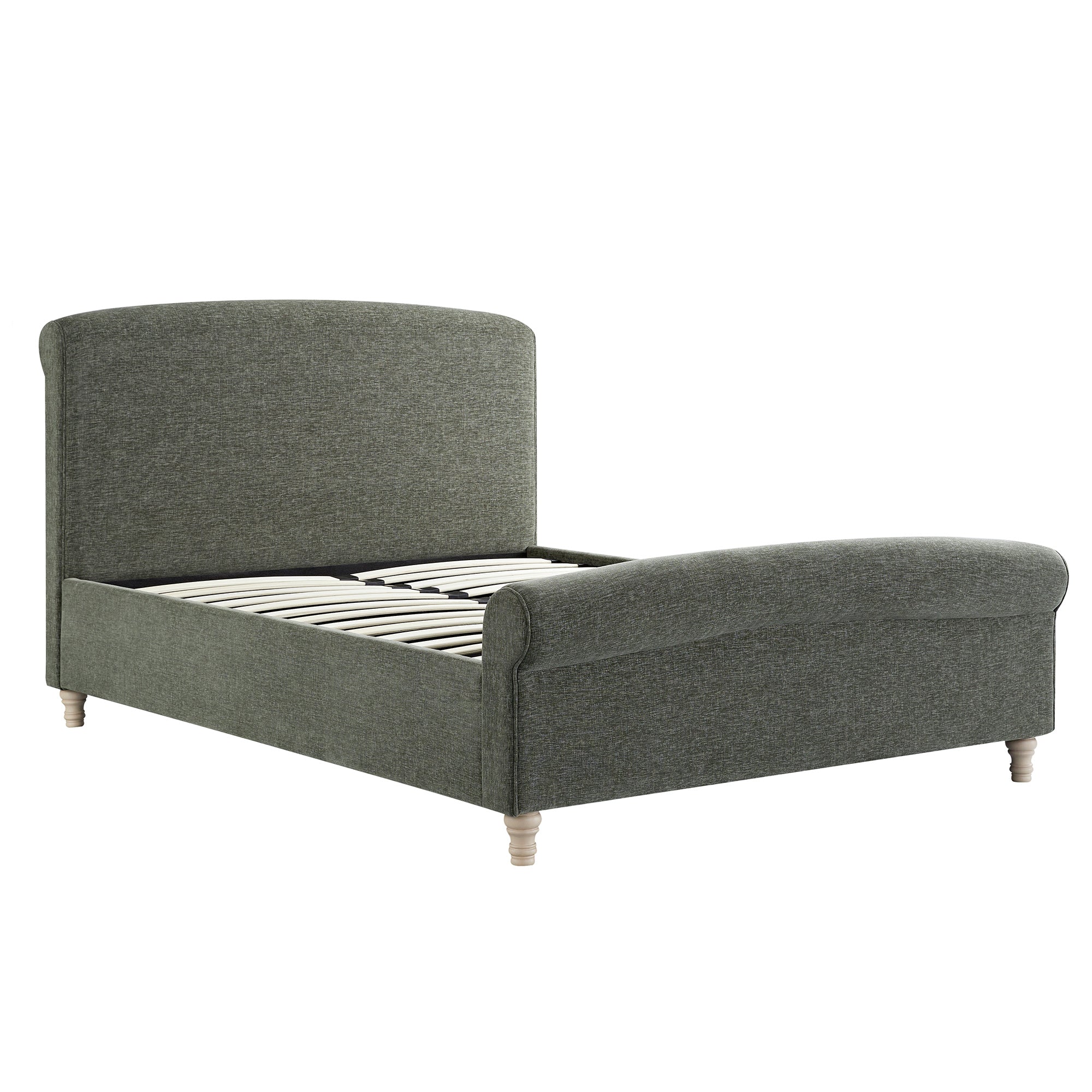 Porchester Ottoman Storage Sleigh Bed, Forest Green Chenille