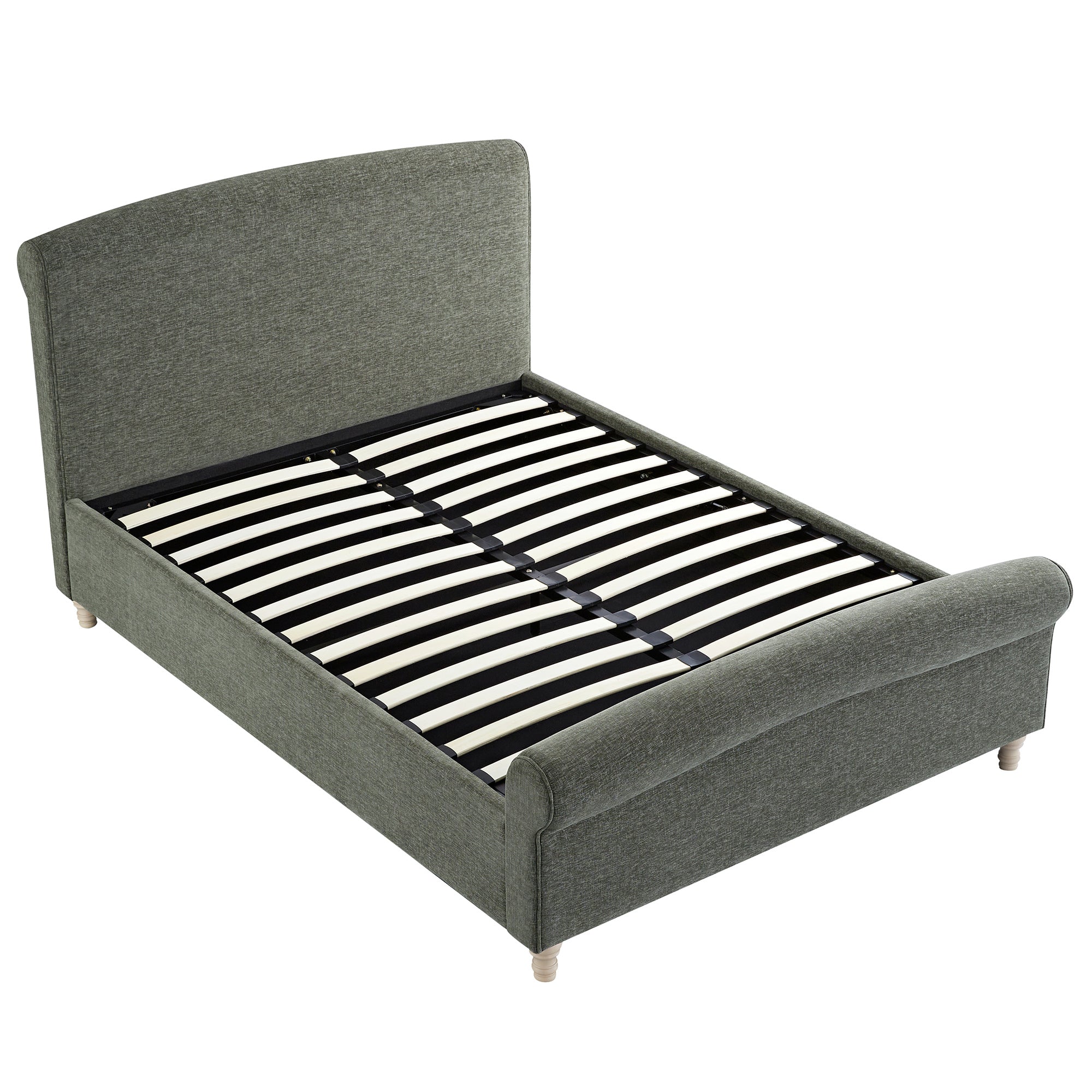 Porchester Ottoman Storage Sleigh Bed, Forest Green Chenille