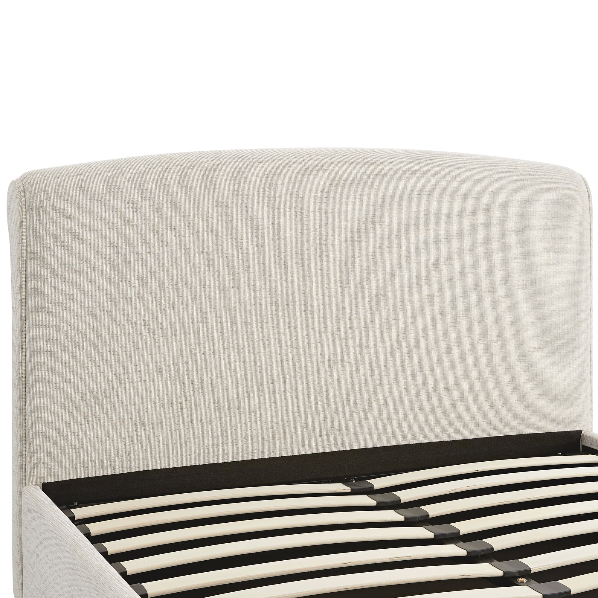 Porchester Ottoman Storage Sleigh Bed, Oatmeal Woven Textured Fabric