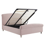Porchester Ottoman Storage Sleigh Bed, Rosewater Pink Fabric