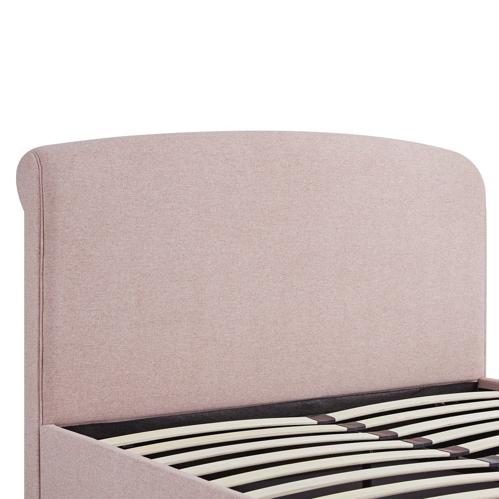 Porchester Ottoman Storage Sleigh Bed, Rosewater Pink Fabric