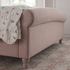 Porchester Ottoman Storage Sleigh Bed, Rosewater Pink Fabric
