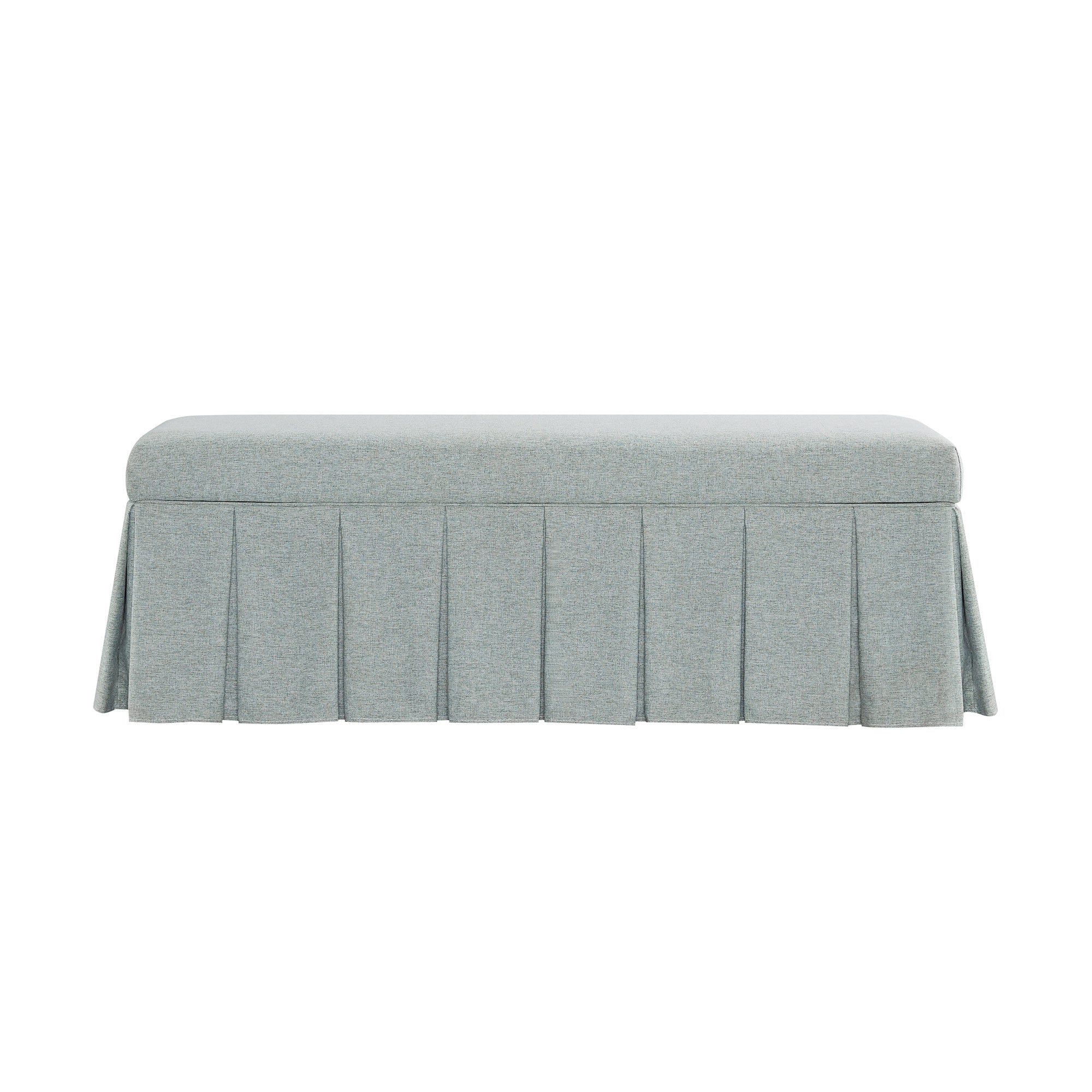 Egerton Box-Pleat Storage Bench, Pale Aqua Brushed Fabric