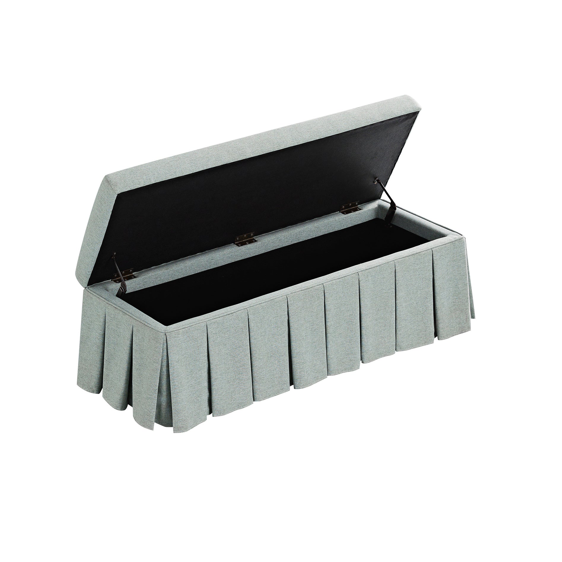 Egerton Box-Pleat Storage Bench, Pale Aqua Brushed Fabric