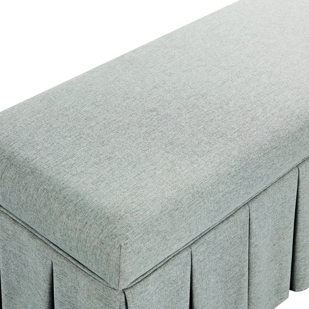 Egerton Box-Pleat Storage Bench, Pale Aqua Brushed Fabric