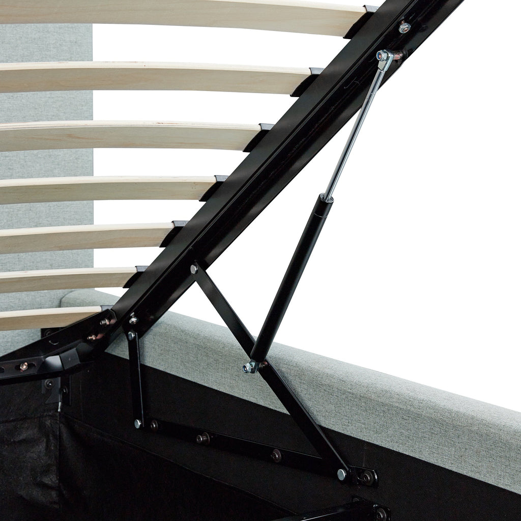 Egerton Box-Pleat Ottoman Storage Bed, Pale Aqua Brushed Fabric