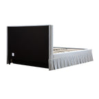 Egerton Box-Pleat Ottoman Storage Bed, Blue Striped Linen