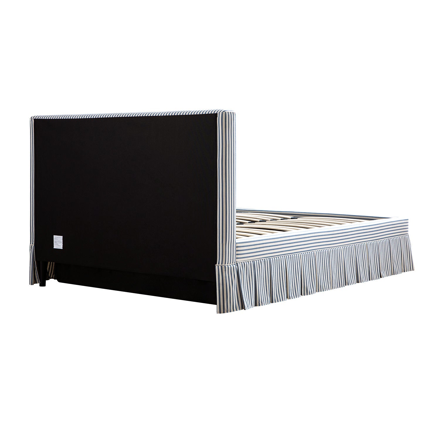 Egerton Box-Pleat Ottoman Storage Bed, Blue Striped Linen