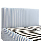 Egerton Box-Pleat Ottoman Storage Bed, Blue Striped Linen