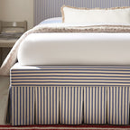 Egerton Box-Pleat Ottoman Storage Bed, Blue Striped Linen