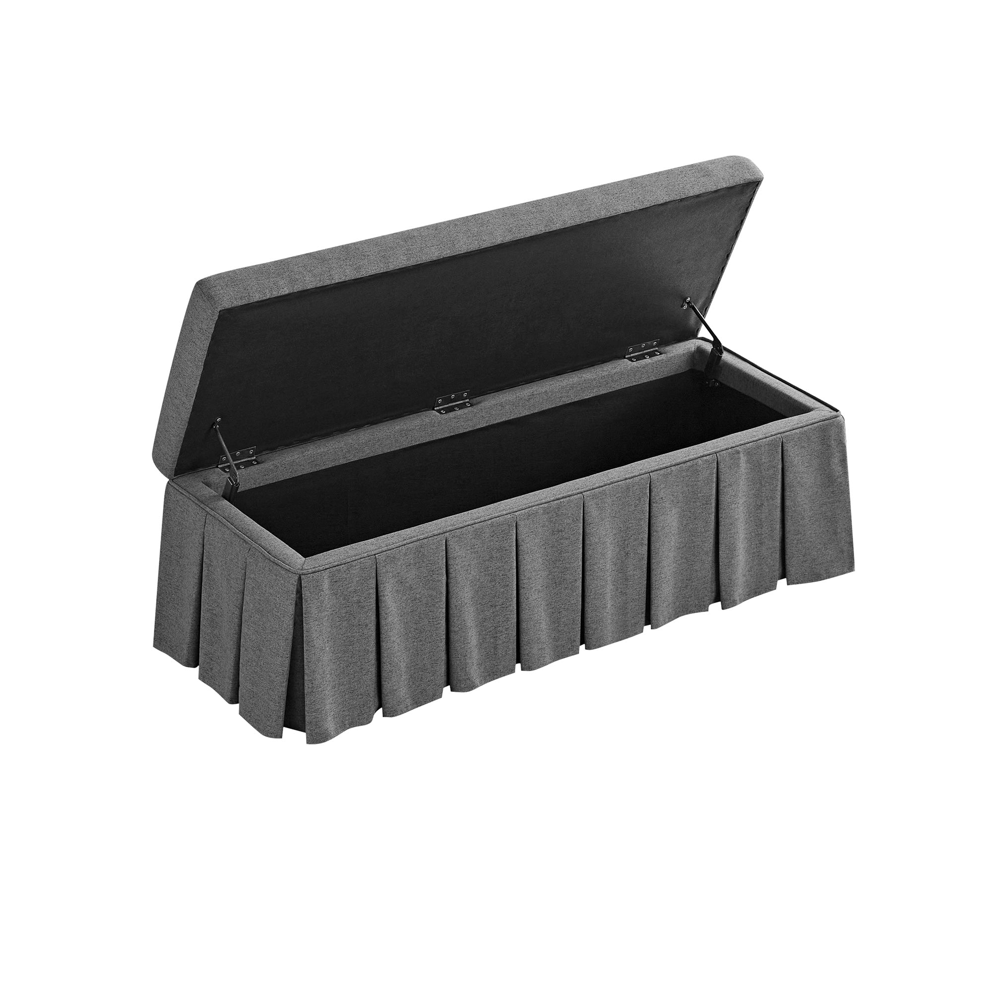 Egerton Box-Pleat Storage Bench, Charcoal Brushed Fabric