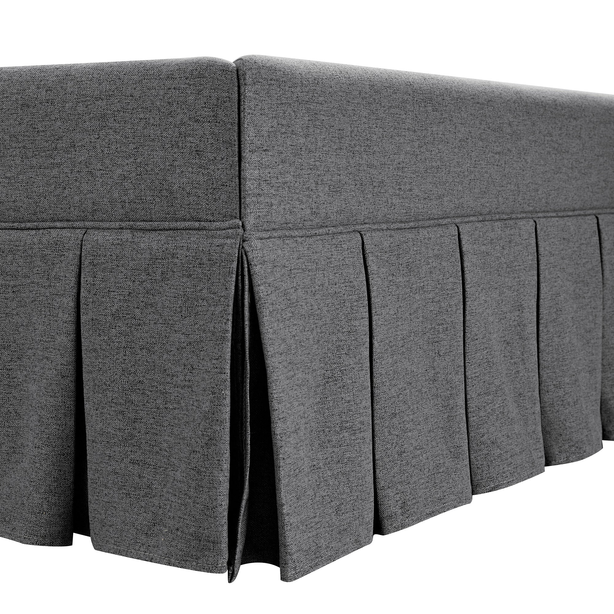 Egerton Box-Pleat Ottoman Storage Bed, Charcoal Brushed Fabric