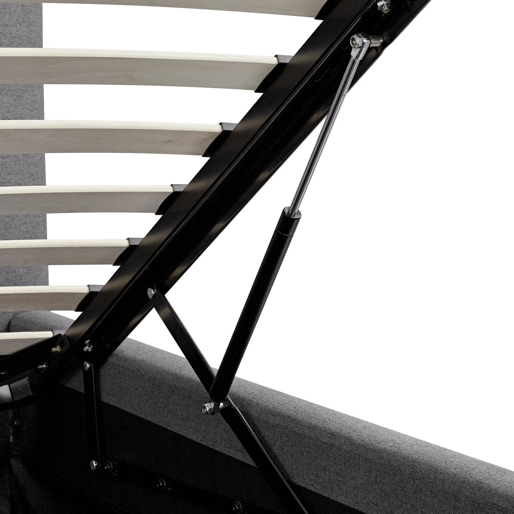 Egerton Box-Pleat Ottoman Storage Bed, Charcoal Brushed Fabric