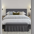 Egerton Box-Pleat Ottoman Storage Bed, Charcoal Brushed Fabric