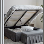 Egerton Box-Pleat Ottoman Storage Bed, Charcoal Brushed Fabric