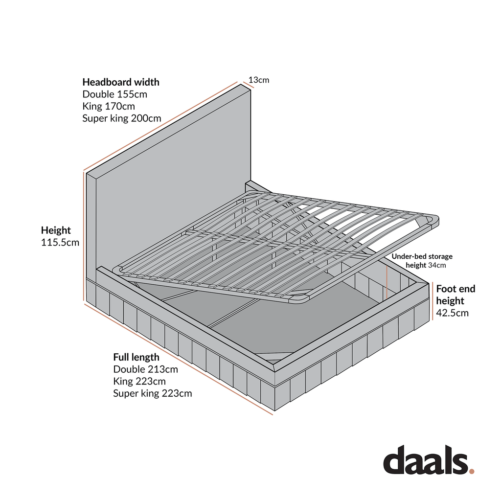 Egerton Box-Pleat Ottoman Storage Bed, Pale Aqua Brushed Fabric