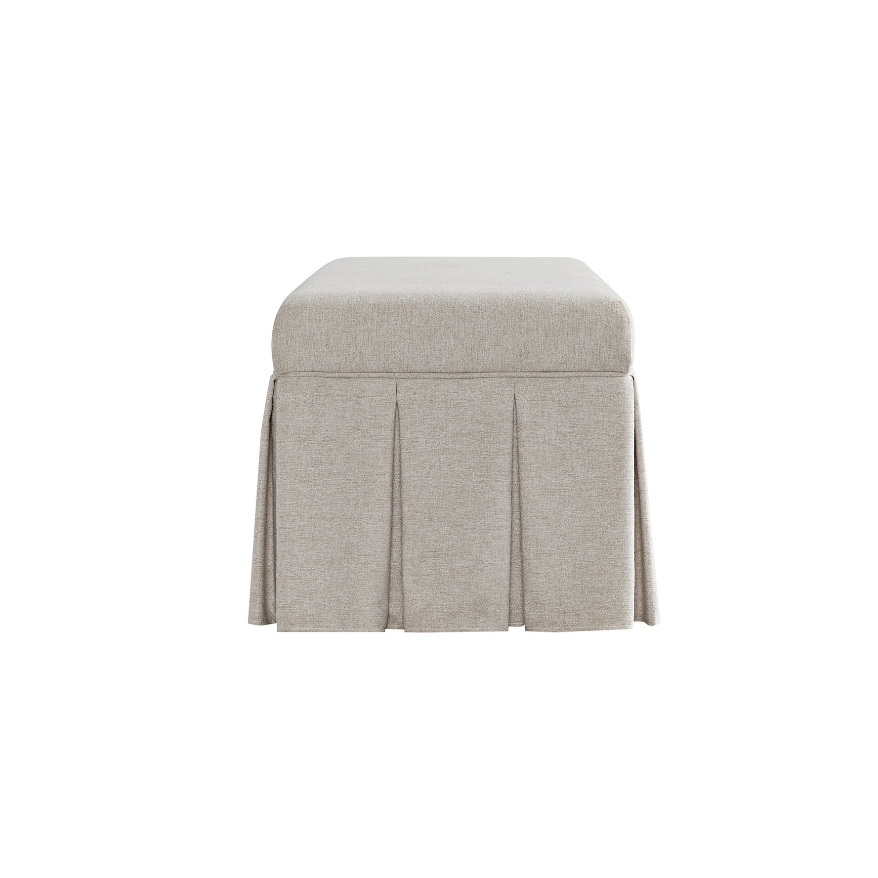 Egerton Box-Pleat Storage Bench, Oatmeal Brushed Fabric