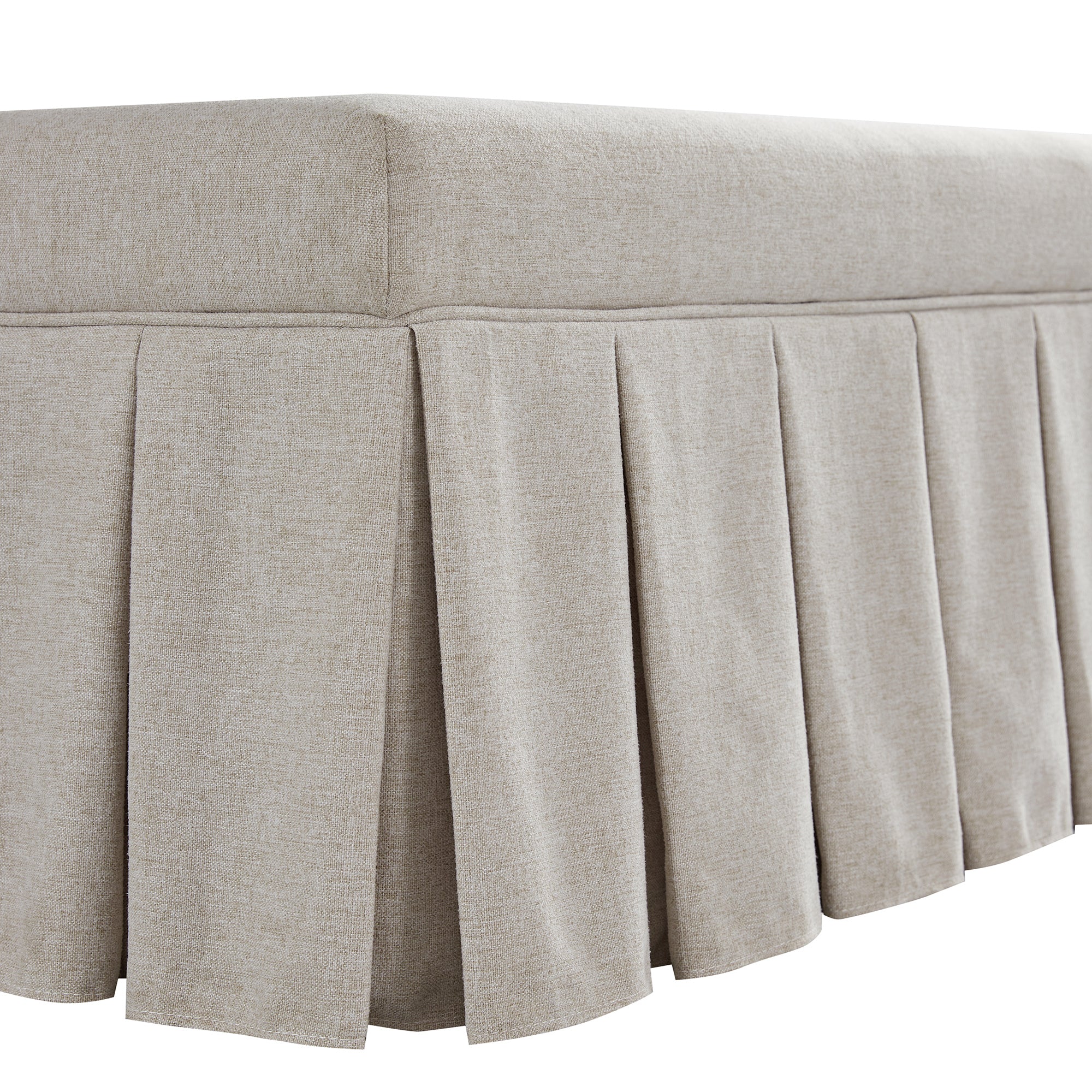 Egerton Box-Pleat Storage Bench, Oatmeal Brushed Fabric