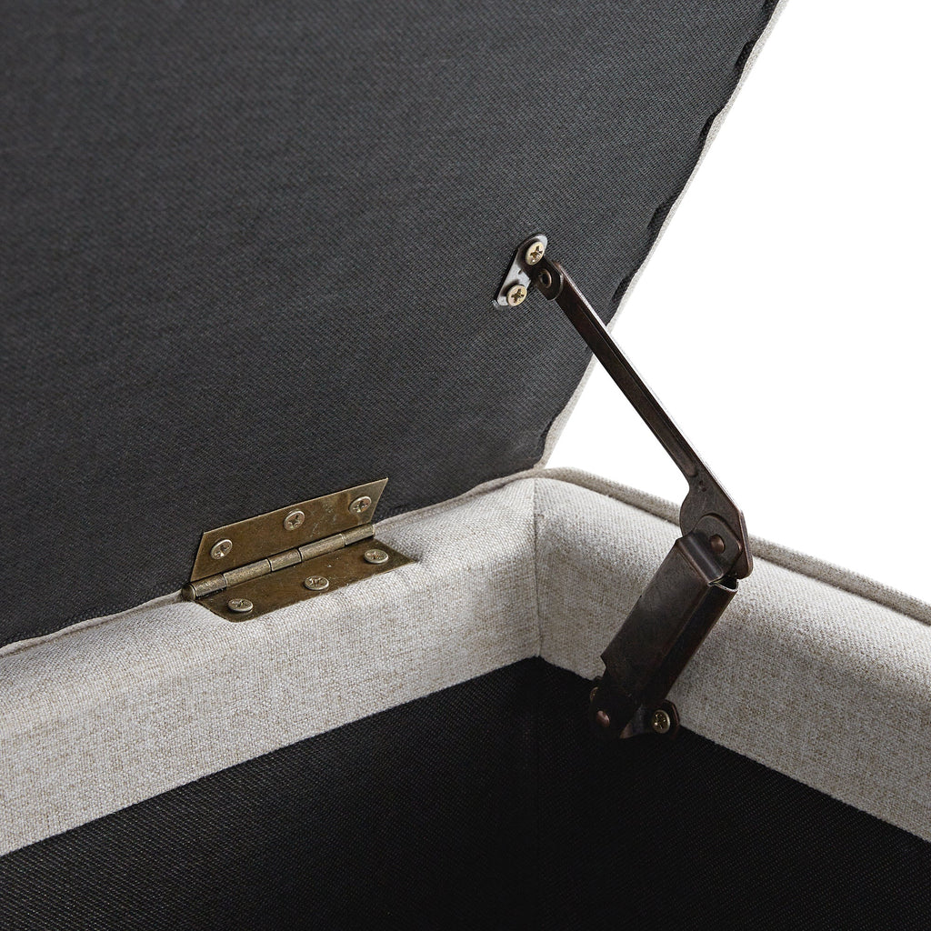 Egerton Box-Pleat Storage Bench, Oatmeal Brushed Fabric