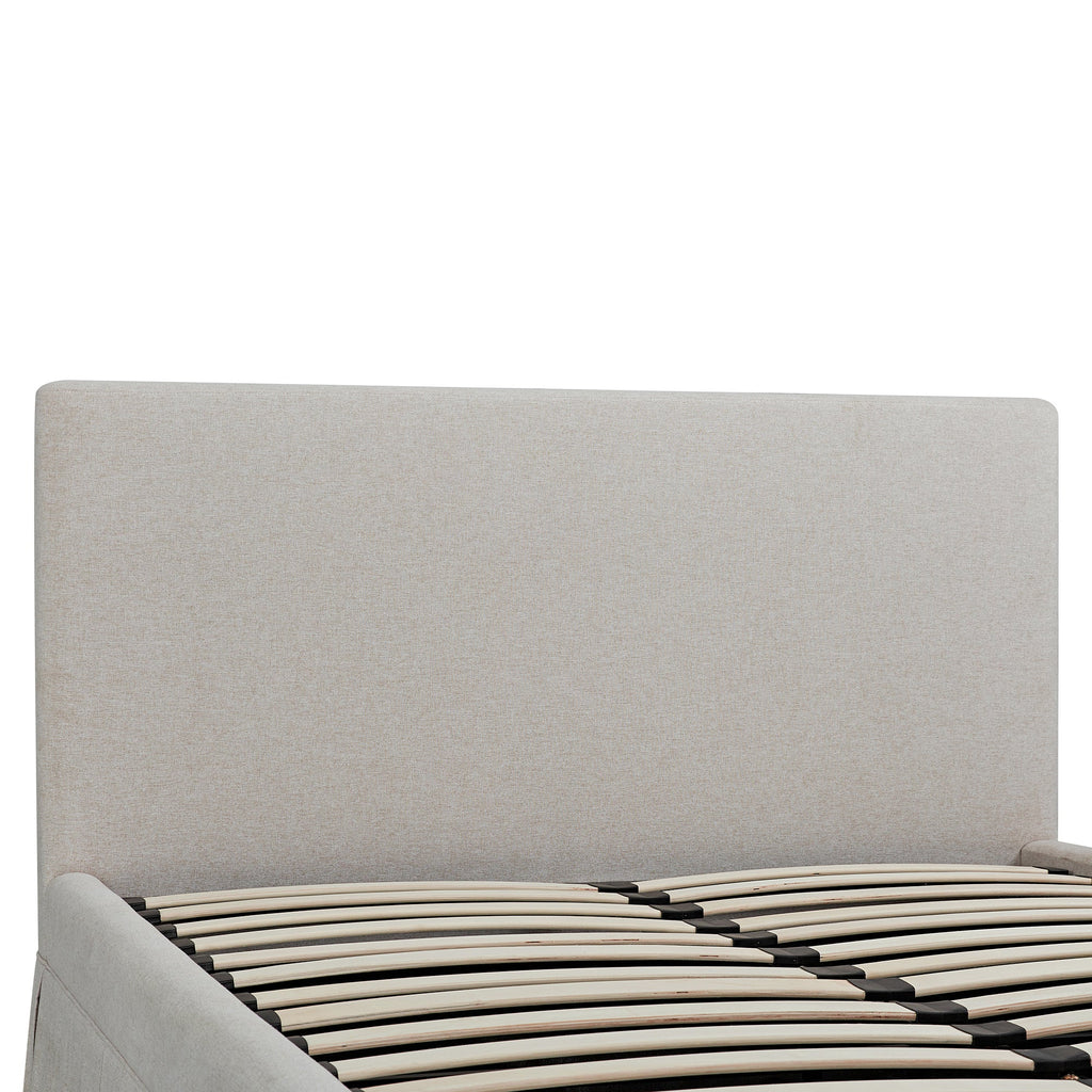 Egerton Box-Pleat Ottoman Storage Bed, Oatmeal Brushed Fabric