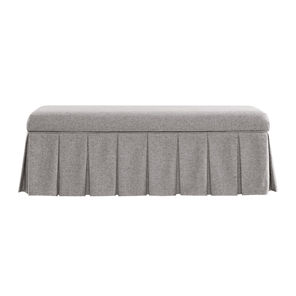 Egerton Box-Pleat Storage Bench, Stone Brushed Fabric
