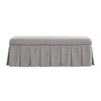 Egerton Box-Pleat Storage Bench, Stone Brushed Fabric