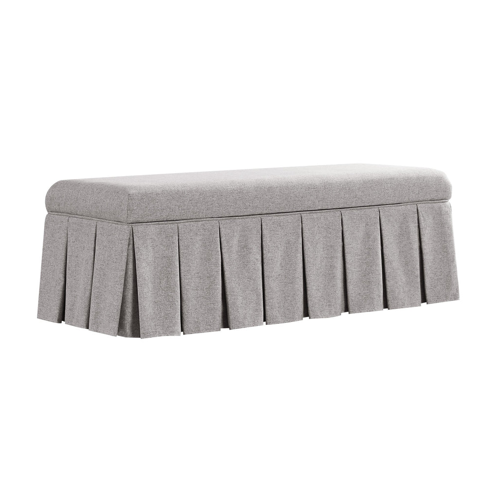 Egerton Box-Pleat Storage Bench, Stone Brushed Fabric