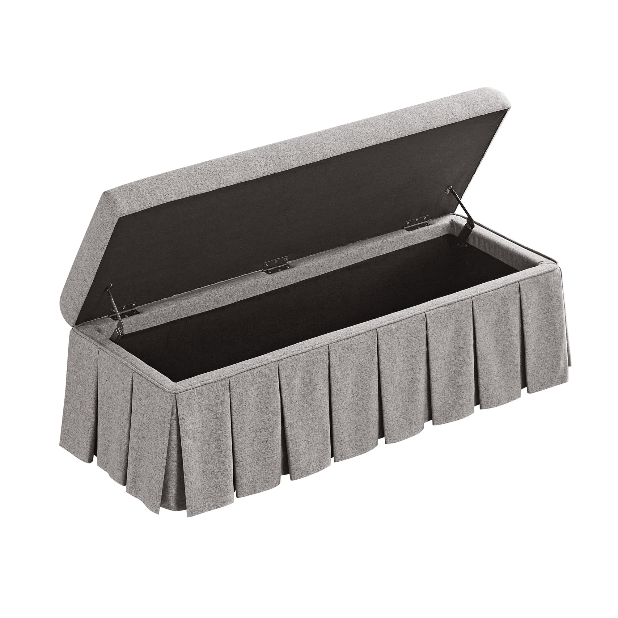 Egerton Box-Pleat Storage Bench, Stone Brushed Fabric