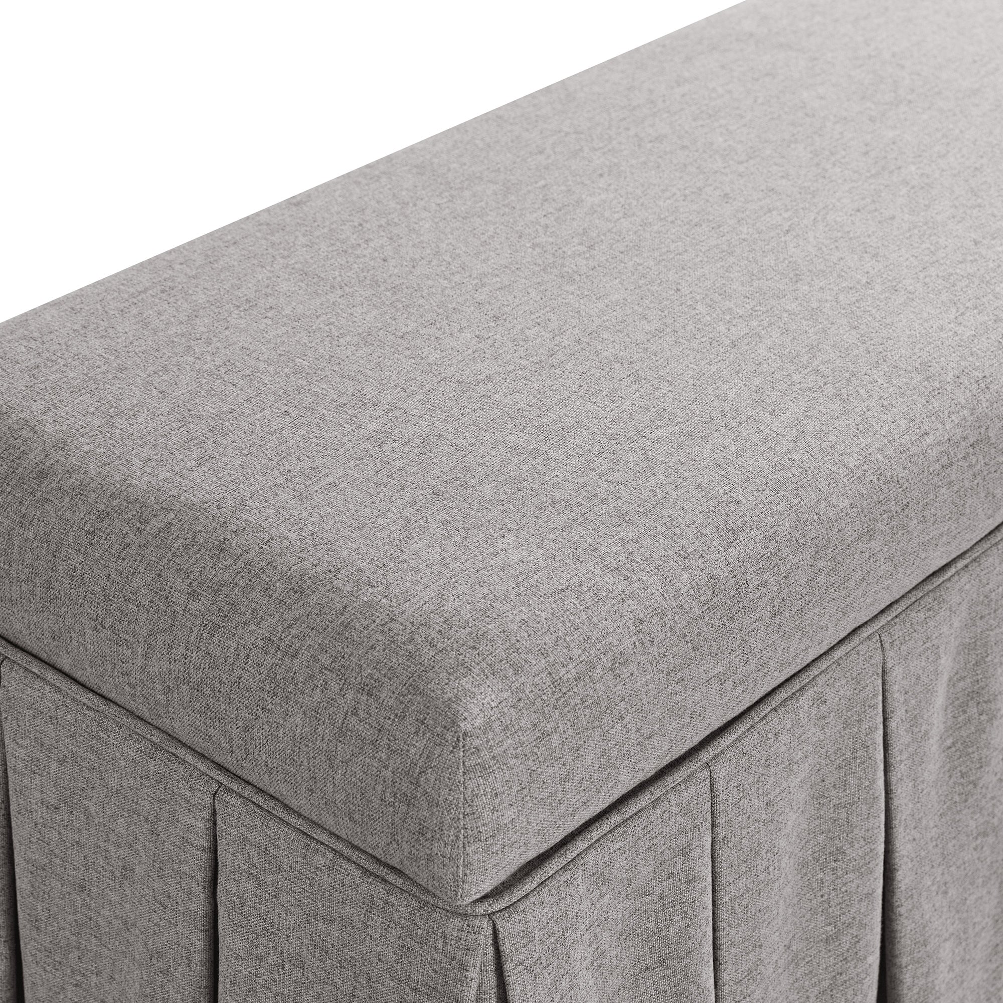 Egerton Box-Pleat Storage Bench, Stone Brushed Fabric