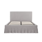 Egerton Box-Pleat Ottoman Storage Bed, Stone Brushed Fabric