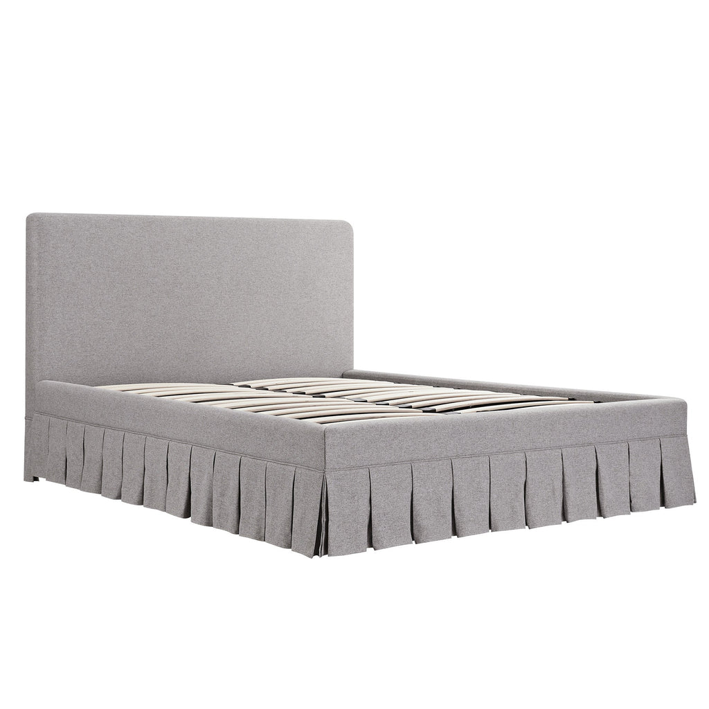 Egerton Box-Pleat Ottoman Storage Bed, Stone Brushed Fabric